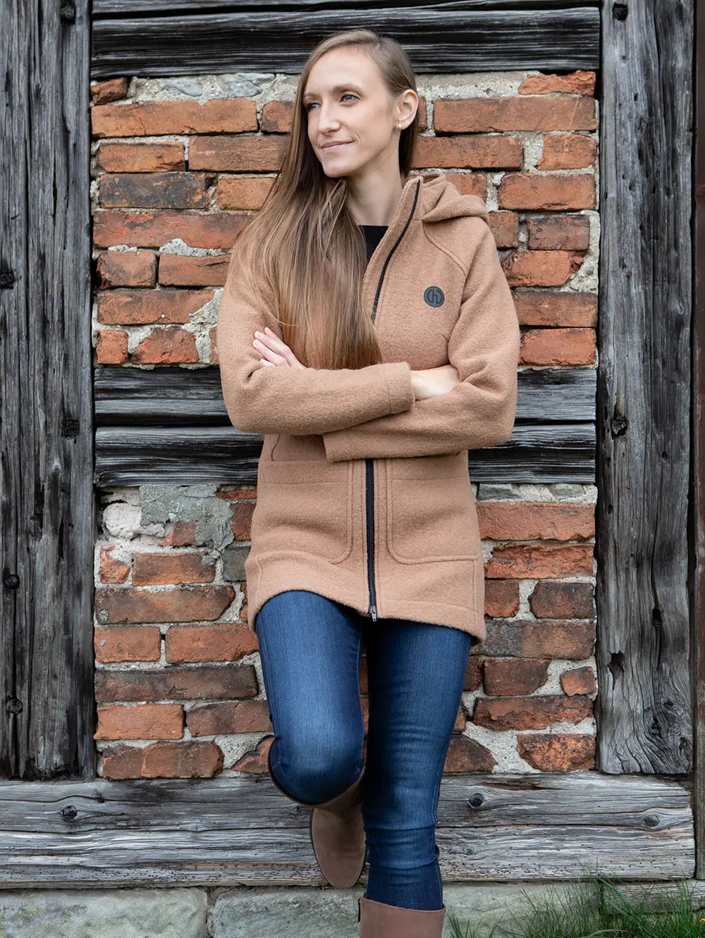 Damen Wollmantel Lara - Camel outdoor 3