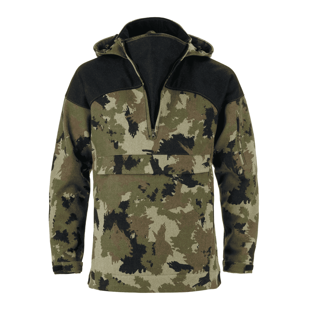 Gotland Pro Silent Forest - Loden Camo Anorak Vorderseite Reißverschluss offen